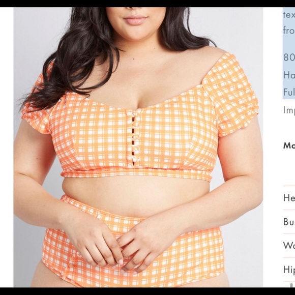 NWOT ModCloth sissone gingham Orange bikini set - Picture 3 of 10